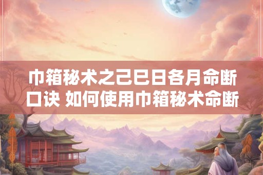 巾箱秘术之己巳日各月命断口诀 如何使用巾箱秘术命断口诀