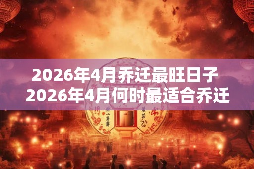2026年4月乔迁最旺日子 2026年4月何时最适合乔迁