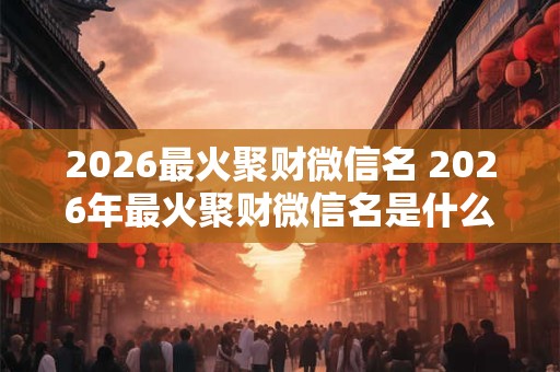 2026最火聚财微信名 2026年最火聚财微信名是什么 2026最火聚财微信名 2026年最火聚财微信名是什么