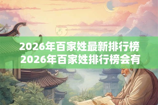2026年百家姓最新排行榜 2026年百家姓排行榜会有何变化