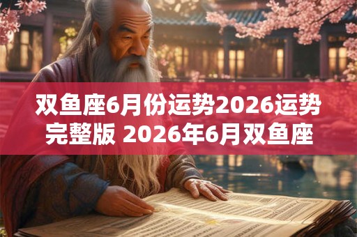 双鱼座6月份运势2026运势完整版 2026年6月双鱼座运势如何
