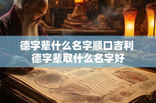 德字辈什么名字顺口吉利 德字辈取什么名字好 德字辈什么名字顺口吉利 德字辈取什么名字好