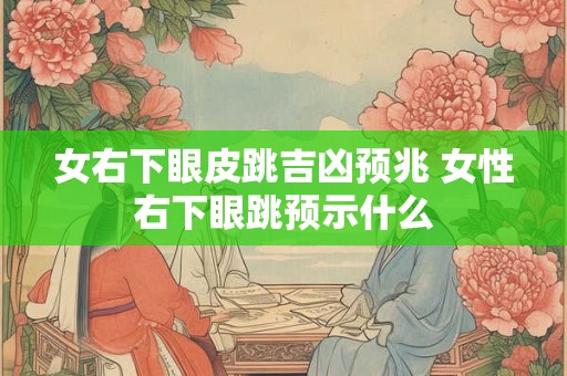 女右下眼皮跳吉凶预兆 女性右下眼跳预示什么 女右下眼皮跳吉凶预兆 女性右下眼跳预示什么