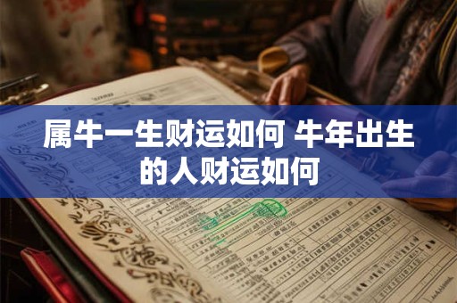 属牛一生财运如何 牛年出生的人财运如何