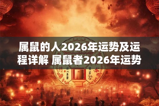 属鼠的人2026年运势及运程详解 属鼠者2026年运势如何 属鼠的人2026年运势及运程详解 属鼠者2026年运势如何