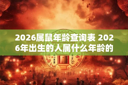 2026属鼠年龄查询表 2026年出生的人属什么年龄的鼠 2026属鼠年龄查询表 2026年出生的人属什么年龄的鼠