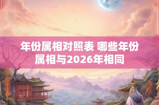 年份属相对照表 哪些年份属相与2026年相同 年份属相对照表 哪些年份属相与2026年相同