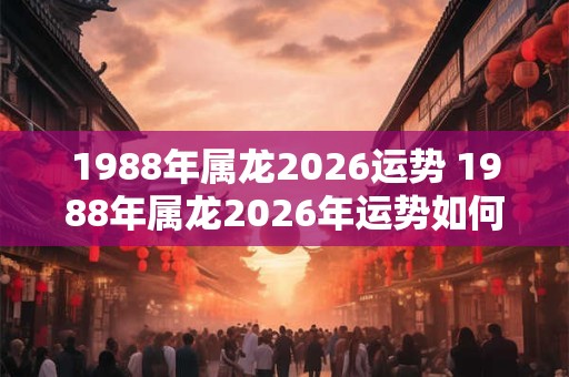 1988年属龙2026运势 1988年属龙2026年运势如何 1988年属龙2026运势 1988年属龙2026年运势如何