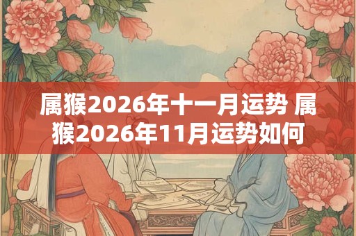 属猴2026年十一月运势 属猴2026年11月运势如何 属猴2026年十一月运势 属猴2026年11月运势如何