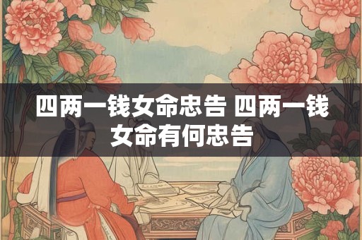 四两一钱女命忠告 四两一钱女命有何忠告 四两一钱女命忠告 四两一钱女命有何忠告