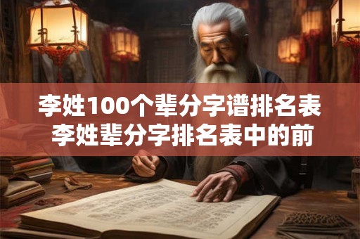李姓100个辈分字谱排名表 李姓辈分字排名表中的前100名是谁 李姓100个辈分字谱排名表 李姓辈分字排名表中的前100名是谁