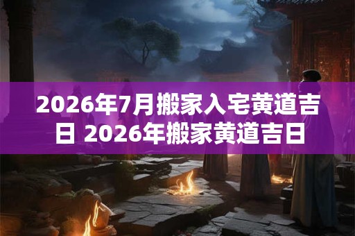 2026年7月搬家入宅黄道吉日 2026年搬家黄道吉日