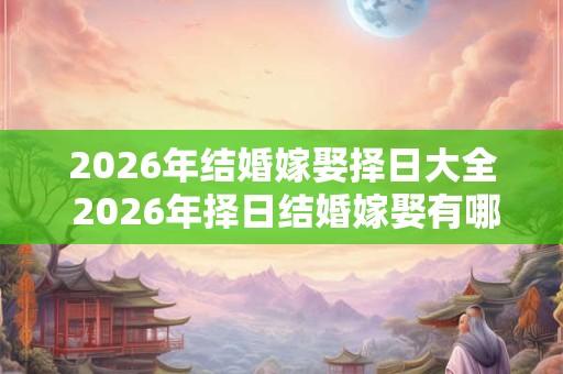 2026年结婚嫁娶择日大全 2026年择日结婚嫁娶有哪些好日子 2026年结婚嫁娶择日大全 2026年择日结婚嫁娶有哪些好日子