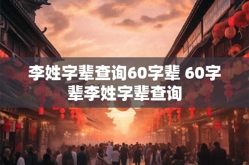 李姓字辈查询60字辈 60字辈李姓字辈查询