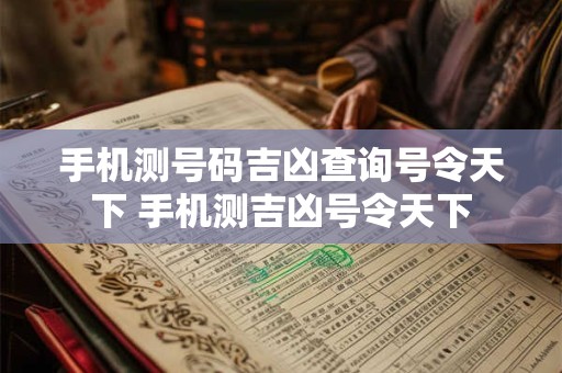 手机测号码吉凶查询号令天下 手机测吉凶号令天下