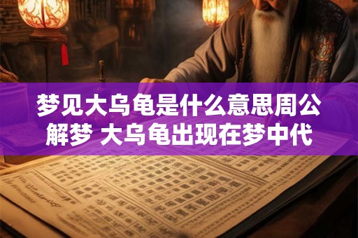 梦见大乌龟是什么意思周公解梦 大乌龟出现在梦中代表什么