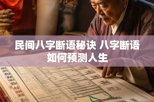 民间八字断语秘诀 八字断语如何预测人生 民间八字断语秘诀 八字断语如何预测人生