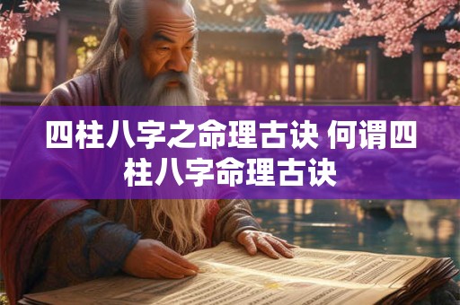 四柱八字之命理古诀 何谓四柱八字命理古诀