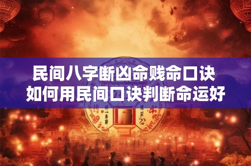 民间八字断凶命贱命口诀 如何用民间口诀判断命运好坏