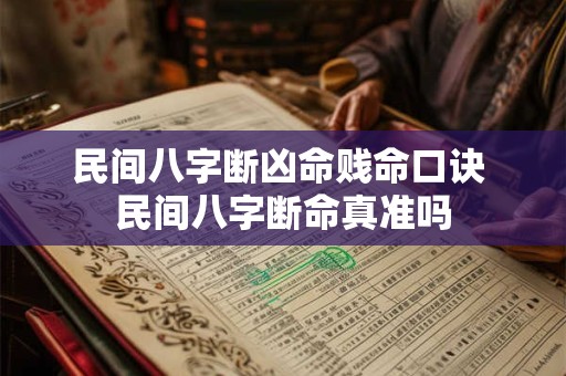 民间八字断凶命贱命口诀 民间八字断命真准吗