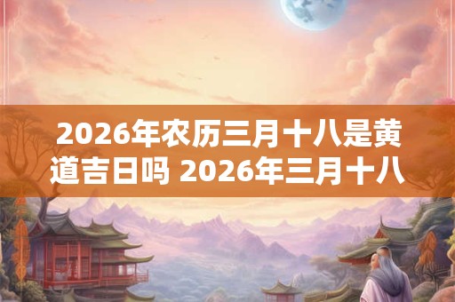 2026年农历三月十八是黄道吉日吗 2026年三月十八可选黄道吉日 2026年农历三月十八是黄道吉日吗 2026年三月十八可选黄道吉日
