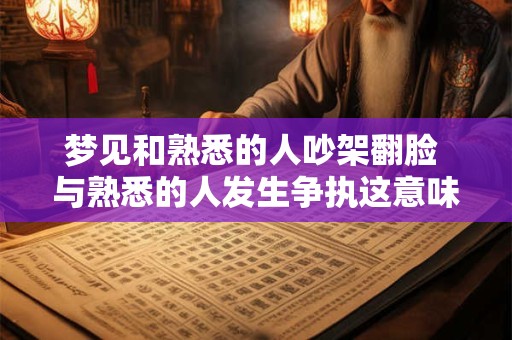 梦见和熟悉的人吵架翻脸 与熟悉的人发生争执这意味着什么