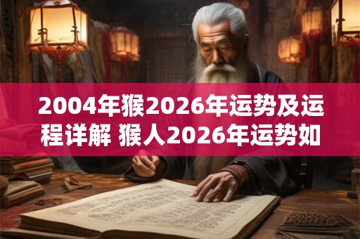 2004年猴2026年运势及运程详解 猴人2026年运势如何 2004年猴2026年运势及运程详解 猴人2026年运势如何