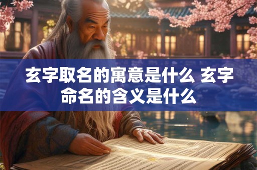 玄字取名的寓意是什么 玄字命名的含义是什么