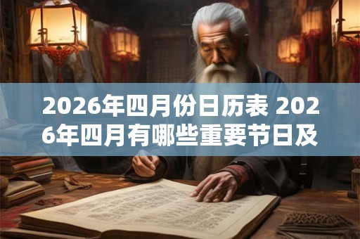 2026年四月份日历表 2026年四月有哪些重要节日及纪念日 2026年四月份日历表 2026年四月有哪些重要节日及纪念日