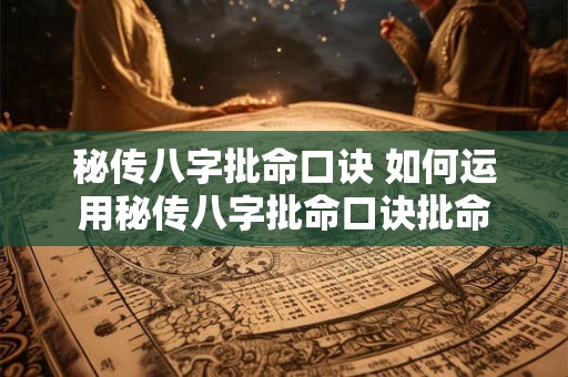 秘传八字批命口诀 如何运用秘传八字批命口诀批命