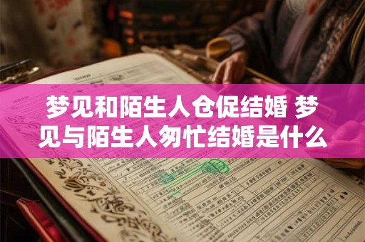 梦见和陌生人仓促结婚 梦见与陌生人匆忙结婚是什么预示 梦见和陌生人仓促结婚 梦见与陌生人匆忙结婚是什么预示