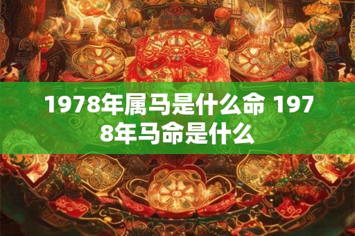 1978年属马是什么命 1978年马命是什么