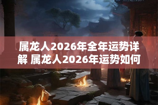 属龙人2026年全年运势详解 属龙人2026年运势如何 属龙人2026年全年运势详解 属龙人2026年运势如何