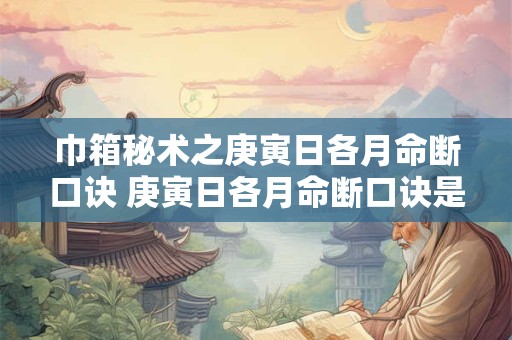 巾箱秘术之庚寅日各月命断口诀 庚寅日各月命断口诀是什么 巾箱秘术之庚寅日各月命断口诀 庚寅日各月命断口诀是什么