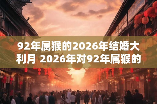 92年属猴的2026年结婚大利月 2026年对92年属猴的恋爱婚姻有利吗 92年属猴的2026年结婚大利月 2026年对92年属猴的恋爱婚姻有利吗