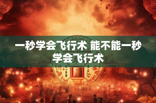 一秒学会飞行术 能不能一秒学会飞行术 一秒学会飞行术 能不能一秒学会飞行术