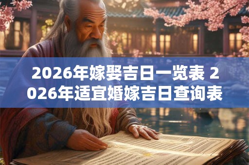 2026年嫁娶吉日一览表 2026年适宜婚嫁吉日查询表 2026年嫁娶吉日一览表 2026年适宜婚嫁吉日查询表