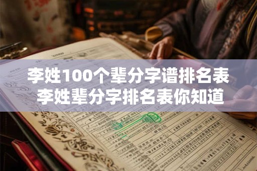李姓100个辈分字谱排名表 李姓辈分字排名表你知道在第几位吗 李姓100个辈分字谱排名表 李姓辈分字排名表你知道在第几位吗