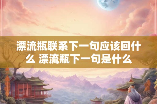 漂流瓶联系下一句应该回什么 漂流瓶下一句是什么 漂流瓶联系下一句应该回什么 漂流瓶下一句是什么