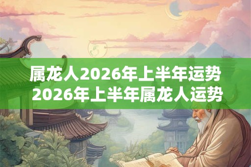 属龙人2026年上半年运势 2026年上半年属龙人运势如何 属龙人2026年上半年运势 2026年上半年属龙人运势如何