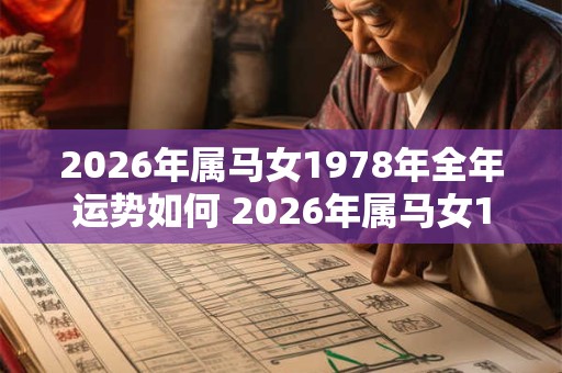 2026年属马女1978年全年运势如何 2026年属马女1978年运势如何