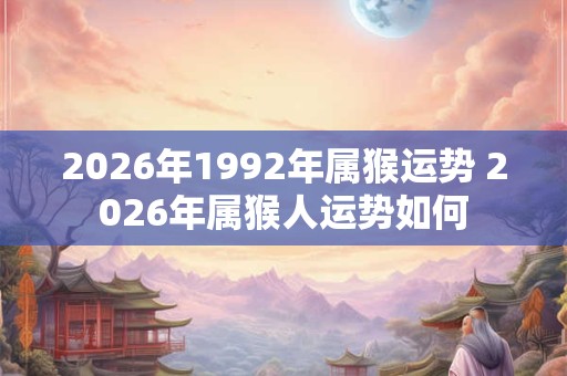 2026年1992年属猴运势 2026年属猴人运势如何 2026年1992年属猴运势 2026年属猴人运势如何
