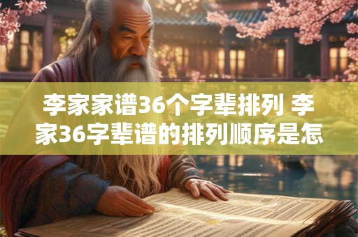 李家家谱36个字辈排列 李家36字辈谱的排列顺序是怎样的 李家家谱36个字辈排列 李家36字辈谱的排列顺序是怎样的