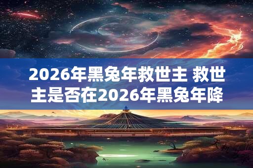 2026年黑兔年救世主 救世主是否在2026年黑兔年降临