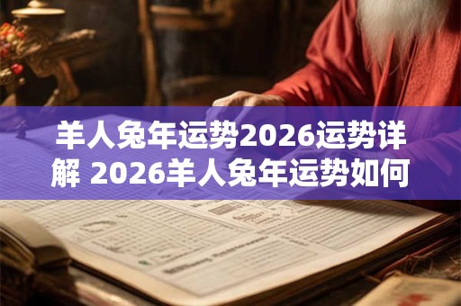 羊人兔年运势2026运势详解 2026羊人兔年运势如何 羊人兔年运势2026运势详解 2026羊人兔年运势如何