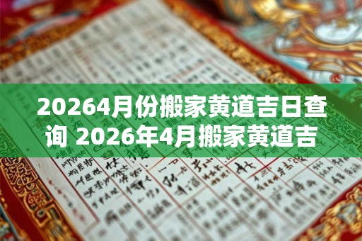 20264月份搬家黄道吉日查询 2026年4月搬家黄道吉日是哪天