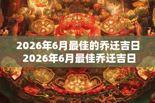 2026年6月最佳的乔迁吉日 2026年6月最佳乔迁吉日是哪天 2026年6月最佳的乔迁吉日 2026年6月最佳乔迁吉日是哪天