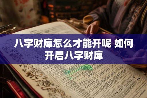 八字财库怎么才能开呢 如何开启八字财库