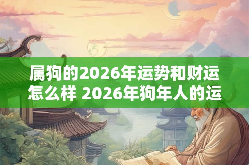 属狗的2026年运势和财运怎么样 2026年狗年人的运势和财运如何 属狗的2026年运势和财运怎么样 2026年狗年人的运势和财运如何