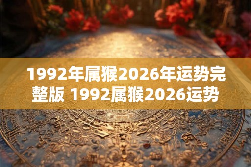 1992年属猴2026年运势完整版 1992属猴2026运势如何
